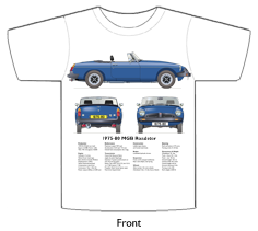 MGB Roadster (Rostyle wheels) 1975-80 T-shirt Front